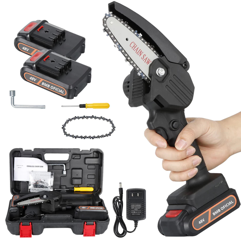 Mini Motosierra Portátil 2 en 1™ ¡Compra HOY y recibe Maleta Profesional + Batería Extra GRATIS!